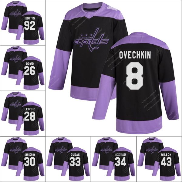 

8 alex ovechkin washington capitals fights cancer practice jersey braden holtby tom wilson t.j. oshie john carlson tom wilson jerseys, Black