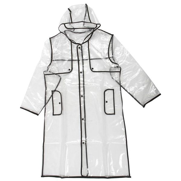 

fashion women's transparent eva raincoat outdoor travel waterproof rain coat black 130cm