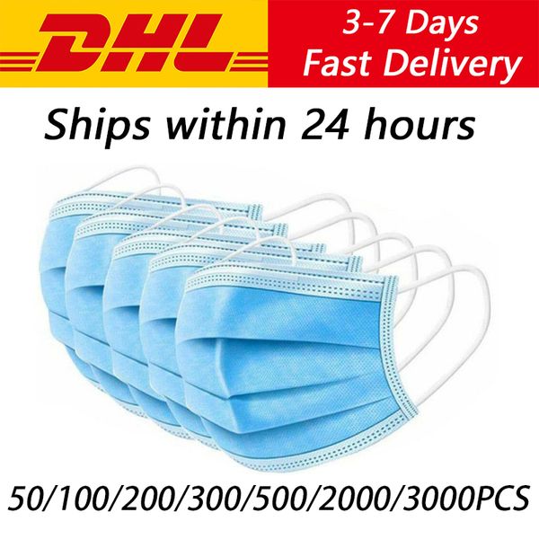 

free dhl] 50 шт/коробка одноразовая маска для лица утолщенная 3 слоя non-wove 95% пыли рот маски maschere антибактериальные особенности as
