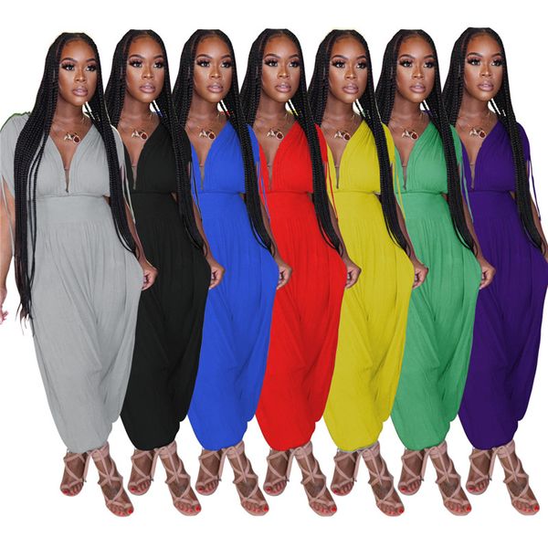 

сыпучие vneck женщин rompers мода soild цвет дизайнер женская тонкий комбинезоны повседневная отдернуть womens cllothing, Black;white