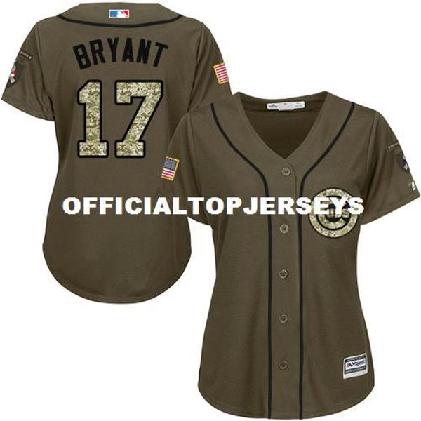 

women's chicago #17 kris bryant green salute to service jersey, Black;blue