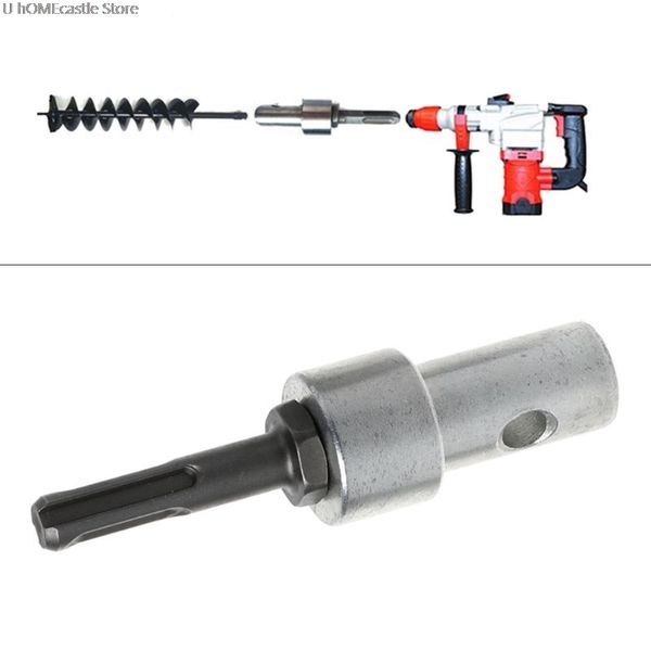 

2 round pits 2 slots drill bit adapter for electric drill convert to earth auger head connector tool hot