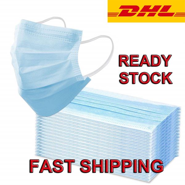

ready stock]dhl 3 ply disposable face masks comfortable sanitary mask for dust earloop mouth mask,3-layer masks