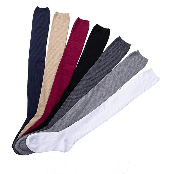 

1 pair solid colors knitted stocking women warm thigh high over the knee socks fashion ladies stockings, Blue