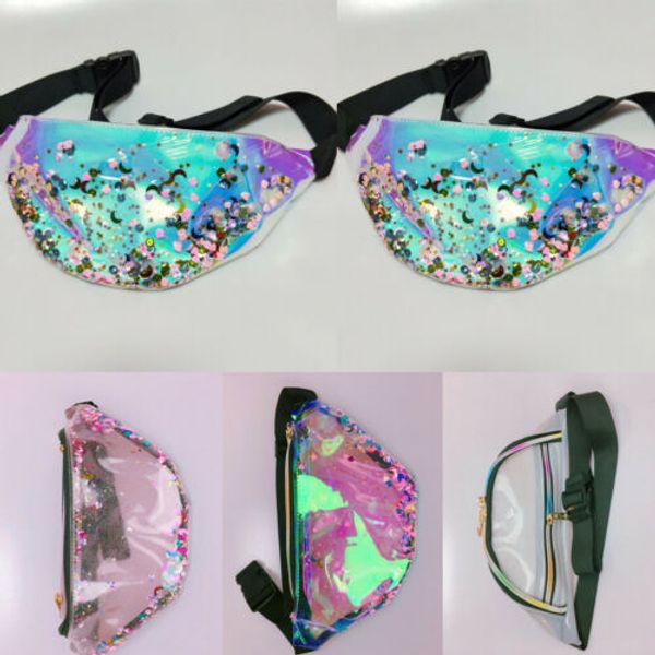 

new holographic transparent fanny pack laser waist bag pvc women purse waistband