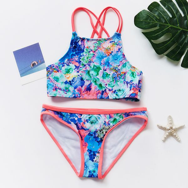 

2019 new girls swimwear for 7~14year girls swimsuit children swimwear kids beachwear bathing suit-st9014