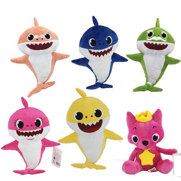 

6 color 32cm baby hark plu h toy with mu ic and light cute animal kid tuffed toy baby hark doll inging engli h ong l275