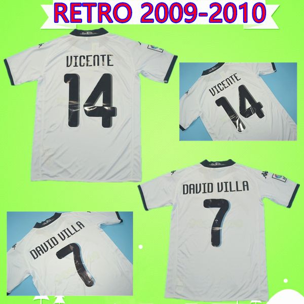 

#7 divad #21 silva villa retro 2009 2010 soccer jerseys home white classic vintage football shirts 09 10 #14 vicente #10 mata, Black;yellow