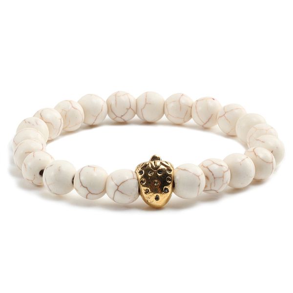 

trendy men's natural stone bead bracelet women strawberry yoga charm bracelets men beaded bangles couple distance jewelry gifts, Black
