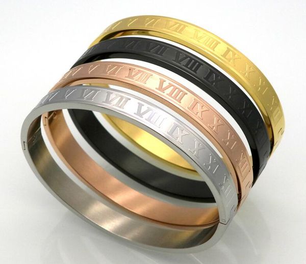 

2020europe and the united states roman numerals titanium steel couples color gold bracelet paired bracelets valentine gift, Golden;silver
