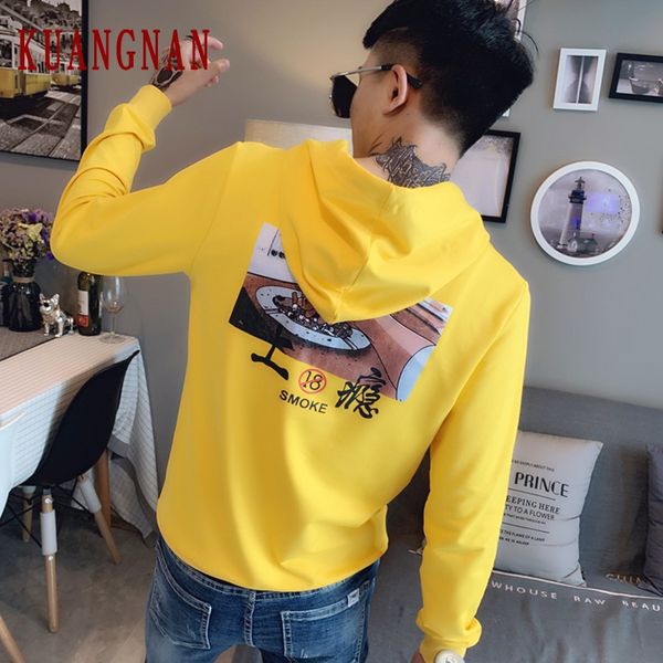 

kuangnan slim hoodie men japanese streetwear mens hoodies hip hop hoody sweatshirt men hoodies sweatshirts xxxl 2019 autumn new, Black