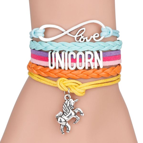 

unicorn cuff bracelet 2019 kids animals accessories baby girl bracelets knitting cute leather jewelry christmas gifts for children m096f