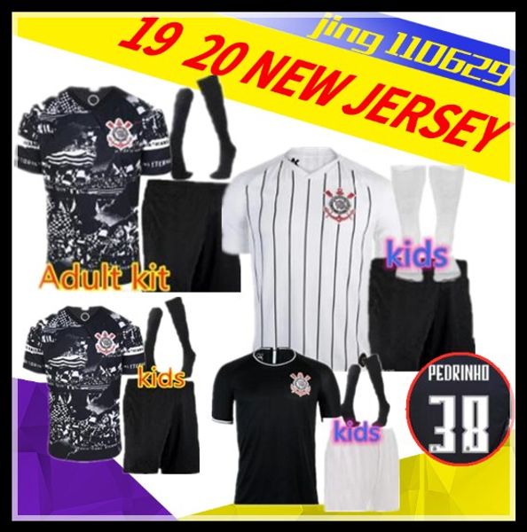 

kids kit 2019 2020 brazil corinthian paulista soccer jersey 19 20 clayton jadson romero pablo m.gabriel football jerseys, Black;yellow