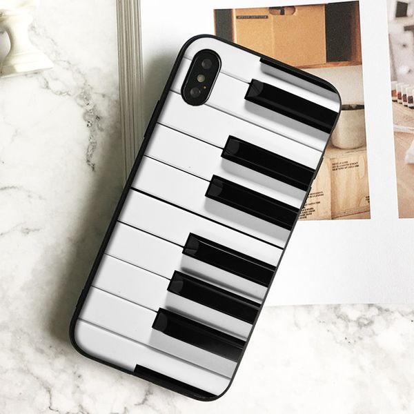 

coque luxury piano keys phone case for iphone 11 pro xs max xr 8 7 6s plus 5 se case soft black tpu silicone cover.