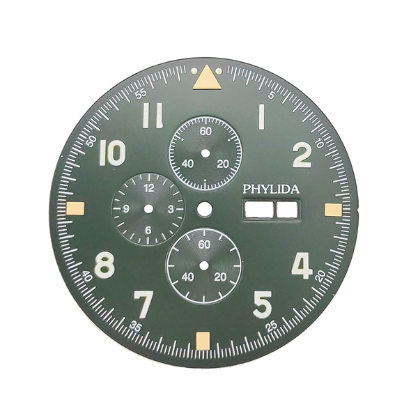 

37.7mm coffee pilot's chronograph watch dial fit miyota cal.0s00 movement lume