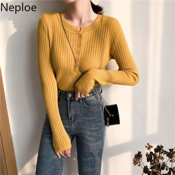 

women's sweaters neploe autumn winter slim fit knit pit bottom sweater pullover women 5 colors o neck long sleeve button design pull fe, White;black