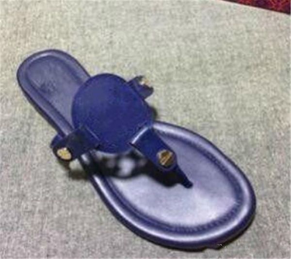 

Синий натуральная кожа сандалии открытый пляж флип-флоп плоский каблук тапочки повседневные мокасины Леди Женская обувь Sz 35-42 g01