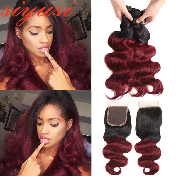 2019 1b 99j Burgundy Ombre Brazilian Body Wave Virgin Hair With