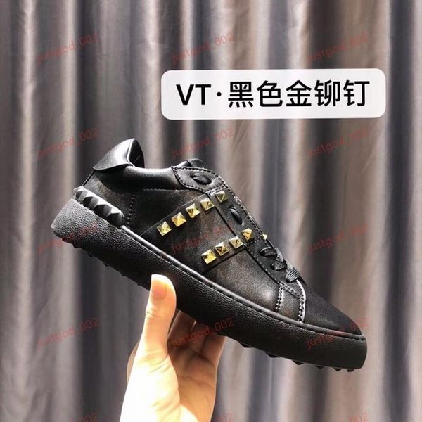 

xshfbcl the latest womens shoes genuine leather fashion rivet white womens casual flat shoes quality comfortable breathable sneakes sports, Black