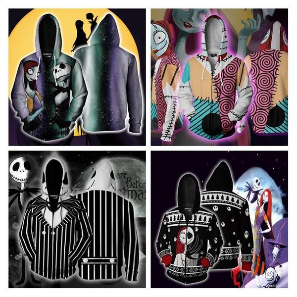 

jack skellington evil smile pattern men hoodies the nightmare before christmas cartoon pullover hoodies sweatshirt streetwear, Black