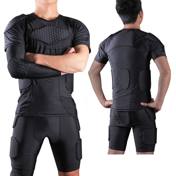 

men padded compression shorts hip and thigh protector for football paintball basketball ice skating soccer hockey, Black