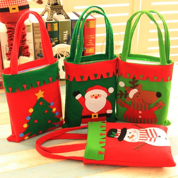 

merry christmas candy handbag non woven fabric decor christmas tree snowman bear santa claus decorations for kids hot