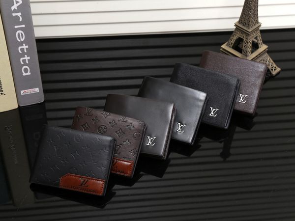

leather gg lv luxury wallet designer men's business men's bi-fold wallet wallet coin bag, Black