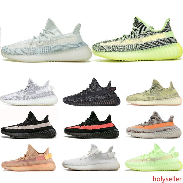 

cloud white kanye west 3m reflective running shoes static black glow clay zebra mens sneakers womens sports size 36-47 drop shipping