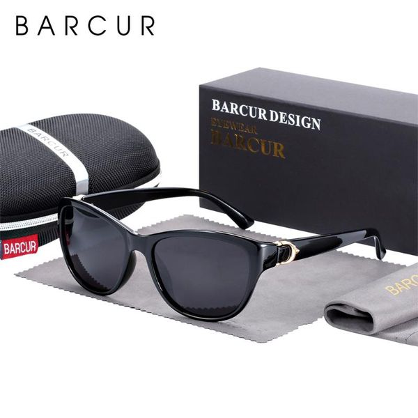 

barcur quality tr90 women sunglasses polarized cat eye sun glasses gradient uv400 lunette de soleil femme, White;black