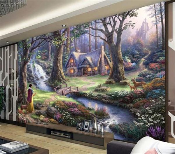 

beautiful country landscape oil painting in 3d wallpaper fairy tale living room bedroom background wall decoration mural wallpaper