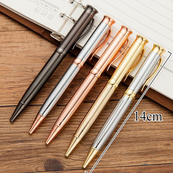 

creative papeterie 1.0mm metal luxury ballpoint pen elegant whirling rose gold business office ball pen for gift stationery, Blue;orange