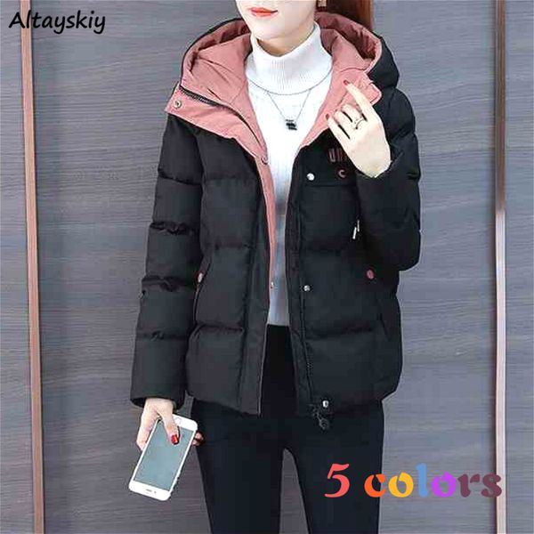

short style parkas women sweet pink fashion letter hooded loose thicker female jacket casual oversized korean elegant lady coats, Black