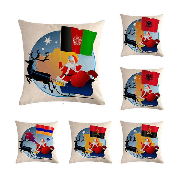 

санта-клаус elk снегоходов виды страны флага pattern подушка бросьте наволочку детская кровать декоративного искусства лучший подарок h703