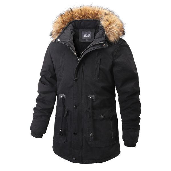 

men's down & parkas thickening cotton-padded jacket in europe and america's winter loose cotton coat lapels male teenagers a under, Black