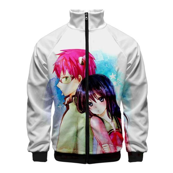 

new cartoon saiki kusuo jacket style slim fit windbreaker men slim fit zipper fashion trend casual jacket windbreaker, Black;brown