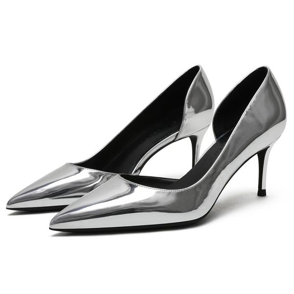 

spring autumn women pumps white silver high heels shoes fashion pointed toe wedding shoes party women footwear d0046, Black