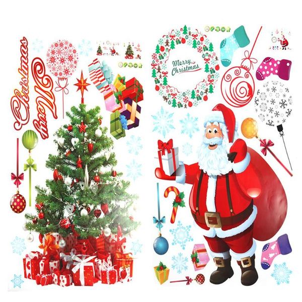 

merry christmas removable stickers shop window glass wall stickers noel christmas decorations for home natal new year decoration