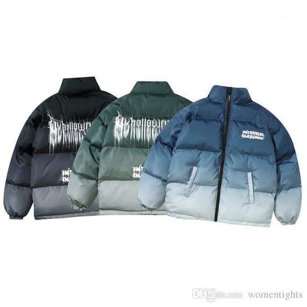 

хлопчатобумажная куртка градиентного цвета теплый взрыв хлебная одежда модная куртка с застежкой-молнией мужская дизайнерская зима, Black;brown