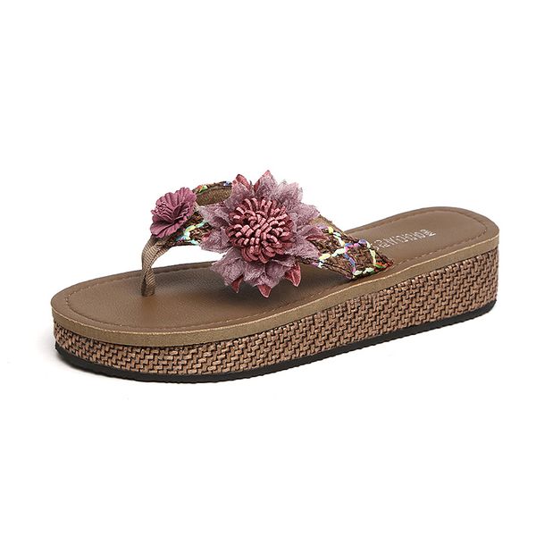 

slippers this summer's bohemian plum-size flip-flop sandals, Black