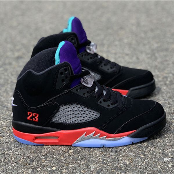 

mens 5 v 3 basketball shoes black fire red grape ice new emerald fashion sneakers ship with box, White;red