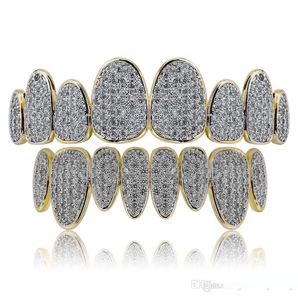 

18k gold plated hiphop vampire grillz for halloween bling ice out hip hop teeth grills brand jewelry wholesale, Black