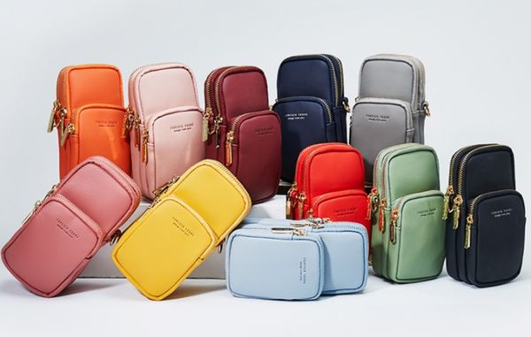 

New ladie mobile phone bag korean ver ion of the colorful ladie diagonal bag three zipper ladie bag