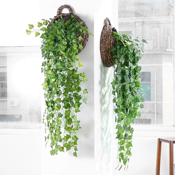 

wall hanging artificial plants vines simulation grape leaves green radish creeper leaves nordic home decorative accessories