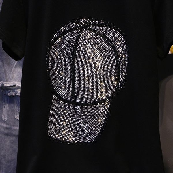 

женская тенниска женщина лучшей футболка женского алмазные короткий рукав хлопок простая основывая рубашку лето нового вскользь hot wild rhi, White