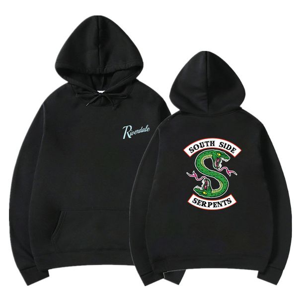 

riverdale hoodie men women south side serpents harajuku riverdale southside boys girls oversize sweatshirts pullover hoodies, Black