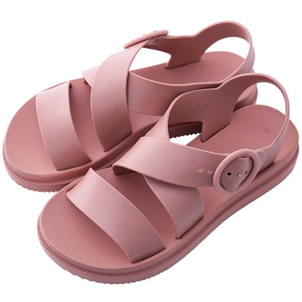 

women flat sandals gladiator open toe buckle soft jelly sandals female casual summer flat platform for girl beach shoes, Black