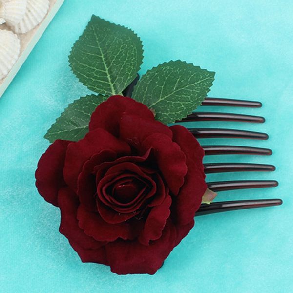 Romantic Fancy Silk Artificial Rose Flower Hair Comb Purple White