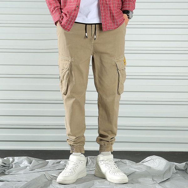 

men streetwear casual cotton slim fit sport long pants pocket trousers pantalones hombre calca masculina w912, Black