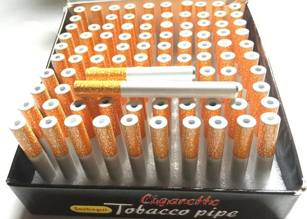 100 pçs/caixa em forma de cigarro cachimbo de metal cerâmica morcego cachimbo um rebatedor 78mm 55mm mini suporte de tabaco de mão tubo filtro rapé
