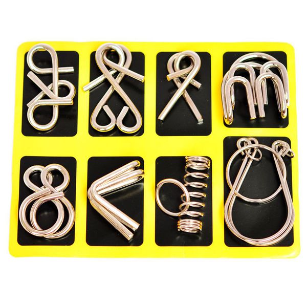 

8pcs/set metal wire cultivate thinking brain teaser mind game fun logic children educational challenges puzzle toy iq test